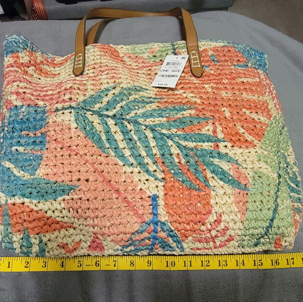 INC (Macy's) Natural Straw bag with lining